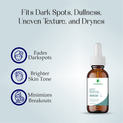 Noorveda Spot Removal Serum, Dark Spots and Pigmentation Treatment, 30ml Dropper Bottle