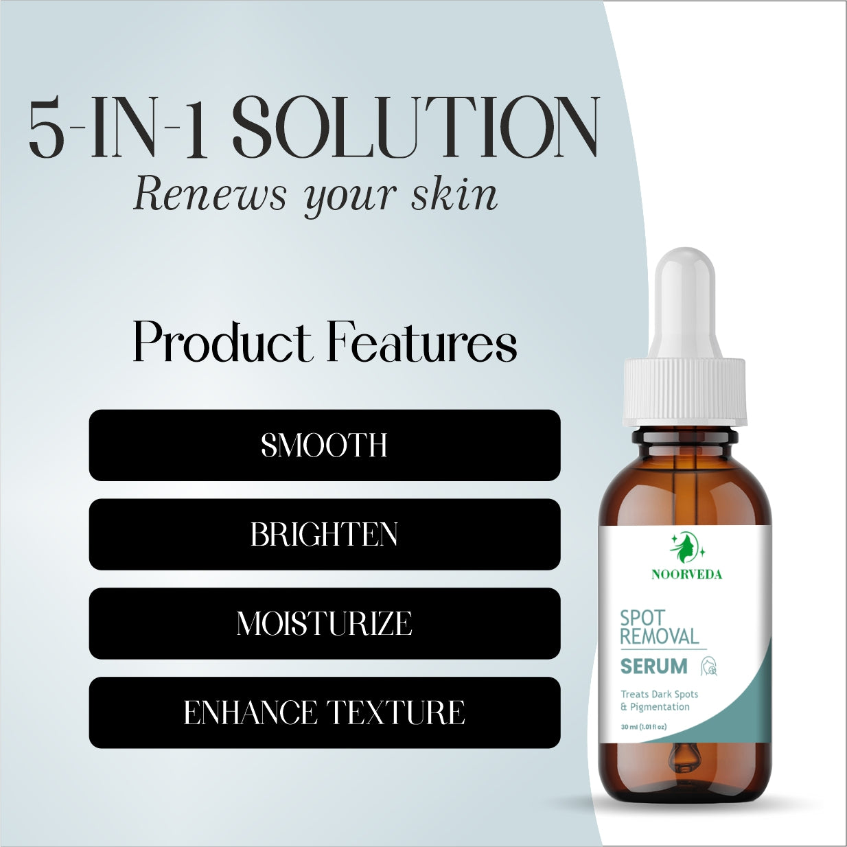 Noorveda Spot Removal Serum, Dark Spots and Pigmentation Treatment, 30ml Dropper Bottle
